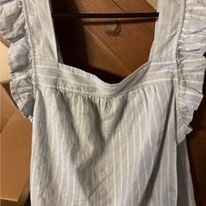 Madewell Striped Flutter-Sleeve Cross-Back Top